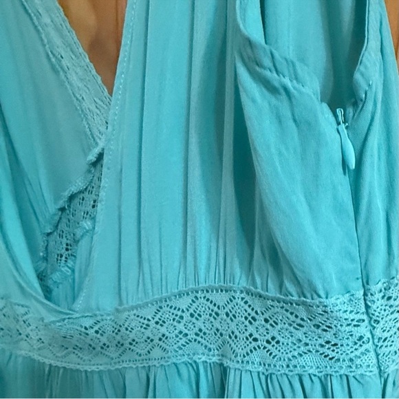 NWT Bright Blue Cupshe Boho Peasant Beach Maxi Dress – Size Large - Picture 4 of 5